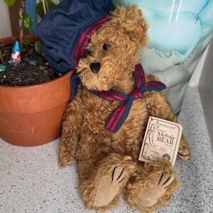 Mohair Teddy Bear with Navy Outfit